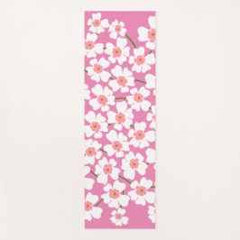 白とピンクのファンタジーフラワーパワー ヨガマット