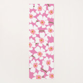 白とピンクのファンタジーフラワーパワー ヨガマット (裏面)
