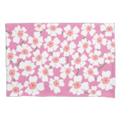 白とピンクのファンタジーフラワーパワー 枕カバー (正面)