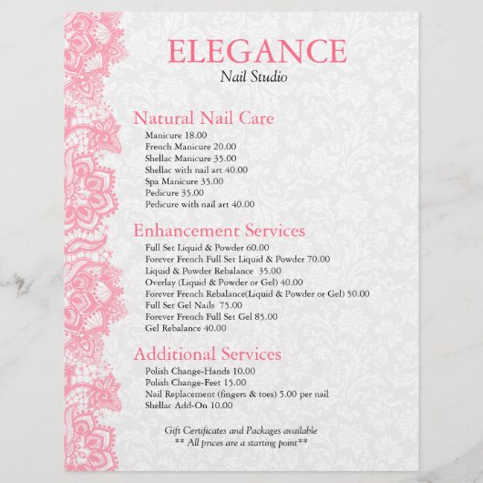 白とピンクのフローラヴィンテージレース チラシ (裏面)