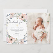 白とピンクのフローラ幾何学的 |写真バプテスマ サンキューカード (正面)