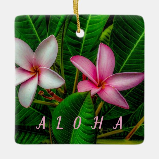 白とピンクのプルミアスオーナメント セラミックオーナメント (正面)