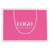 白とピンクのミニマルなカスタム ブティック ラージペーパーバッグ (正面)