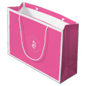 白とピンクのミニマルなカスタム ブティック ラージペーパーバッグ (裏面アングル)