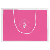 白とピンクのミニマルカスタムブティック ラージペーパーバッグ (裏面)