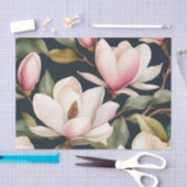 白とピンクのモクレンの花のパターン 薄葉紙 (クラフト)