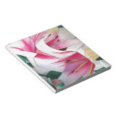 白とピンクのユリの花の水彩画 ノートパッド (アングル)