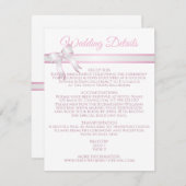 白とピンクのリボンの結婚詳細エンクロージャ エンクロージャーカード (正面/裏面)