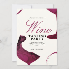 白とピンクのワインテイスティングパーティー招待状 招待状