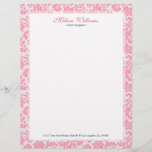 白とピンクのヴィンテージのマスク模様 レターヘッド (正面)