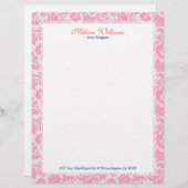 白とピンクのヴィンテージのマスク模様 レターヘッド (正面/裏面)