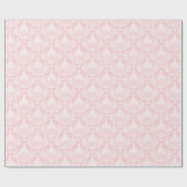 白とピンクのヴィンテージフローラのマスクのパターン ラッピングペーパー (フラット)