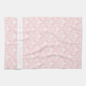 白とピンクのヴィンテージ淡い色のフローラのマスクのパターン キッチンタオル (横)