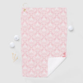 白とピンクのヴィンテージ淡い色のフローラのマスクのパターン ゴルフタオル (インサイチュ)