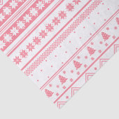 白とピンクの北欧セーターのクリスマスパターン 薄葉紙 (詳細)