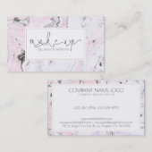 白とピンクの大理石マークアップアーティスト 名刺 (正面/裏面)