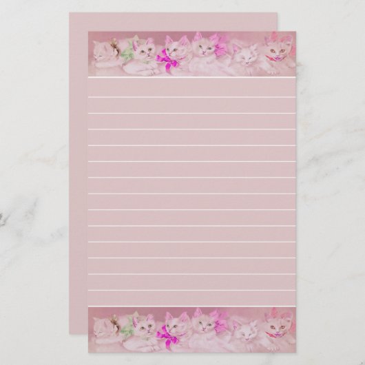 白とピンクの子猫パーソナル 便箋 (正面/裏面)