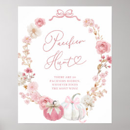 白とピンクの小さなかぼちゃおしゃぶり狩りポスター ポスター