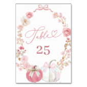 白とピンクの小さなかぼちゃのテーブル番号 テーブルナンバー (正面)