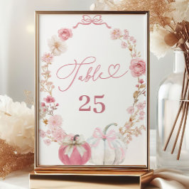 白とピンクの小さなかぼちゃのテーブル番号 テーブルナンバー