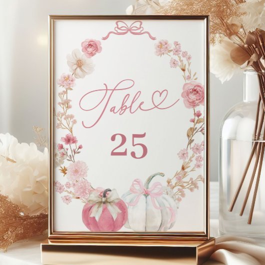 白とピンクの小さなかぼちゃのテーブル番号 テーブルナンバー