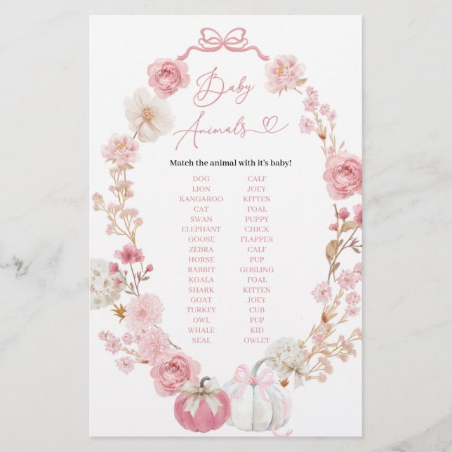 白とピンクの小さなかぼちゃの赤ちゃん動物のゲーム (正面)