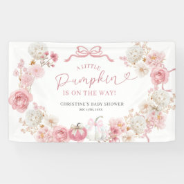 白とピンクの小さなカボチャ大きなバナー 横断幕