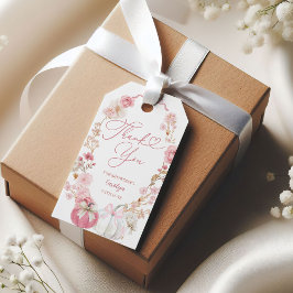 白とピンクの小さなカボチャ赤ちゃんシャワーギフトラベル ギフトタグ