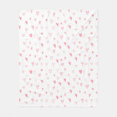 白とピンクの愛のモダンハートハッピーバレンタイン フリースブランケット (正面)