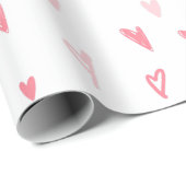 白とピンクの愛モダンハートハッピーバレンタイン ラッピングペーパー (ロールコーナー)