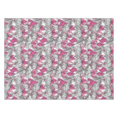 白とピンクの明るい赤紫色 テーブルクロス (正面(横))