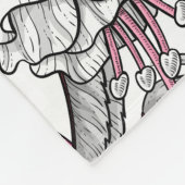 白とピンクの明るい赤紫色 フリースブランケット (角)