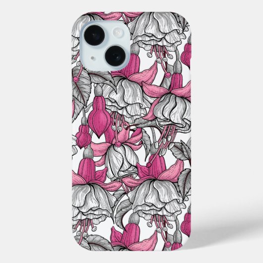 白とピンクの明るい赤紫色 Case-Mate iPhoneケース (裏面)