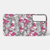 白とピンクの明るい赤紫色 SAMSUNG GALAXYケース (裏面横)