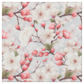 白とピンクの桜の水彩生地 ファブリック (クローズアップ)