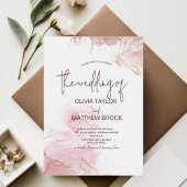 白とピンクの水の色のエレガントなウェディング 招待状