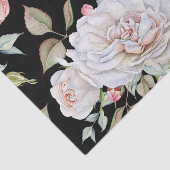 白とピンクの水色バラ黒の背景 薄葉紙 (詳細)