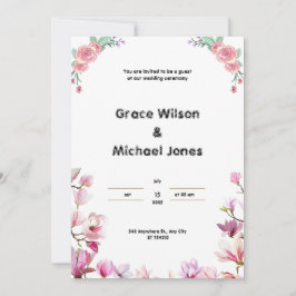 白とピンクの結婚式招待状 招待状