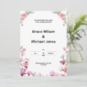 白とピンクの結婚式招待状 招待状 (スタンド正面)