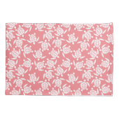 白とピンクの繰り返しモチーフ |ウミガメ模様 枕カバー (裏面)