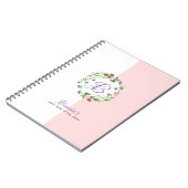 白とピンクの背景に花の輪 ノートブック (左側)
