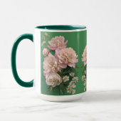 白とピンクの芍薬のモノグラム 名前入り マグカップ (左)