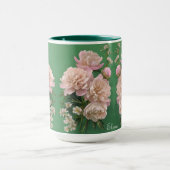 白とピンクの芍薬のモノグラム 名前入り マグカップ (中央)