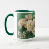 白とピンクの芍薬のモノグラム 名前入り マグカップ (左)