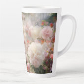 白とピンクの芍薬の水彩画 名入れ カフェラテマグ (右)
