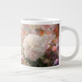 白とピンクの芍薬の美しい水彩画 ジャンボコーヒーマグカップ (右)