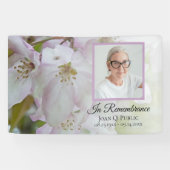 白とピンクの花のお祝い葬式 横断幕 (横)