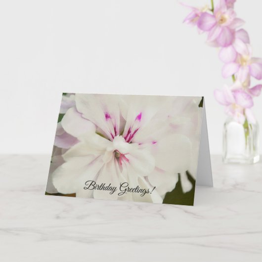 白とピンクの花のフローラ誕生日カード カード (蘭)