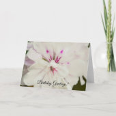 白とピンクの花のフローラ誕生日カード カード (正面)