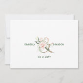 白とピンクの花の感謝カード サンキューカード (裏面)